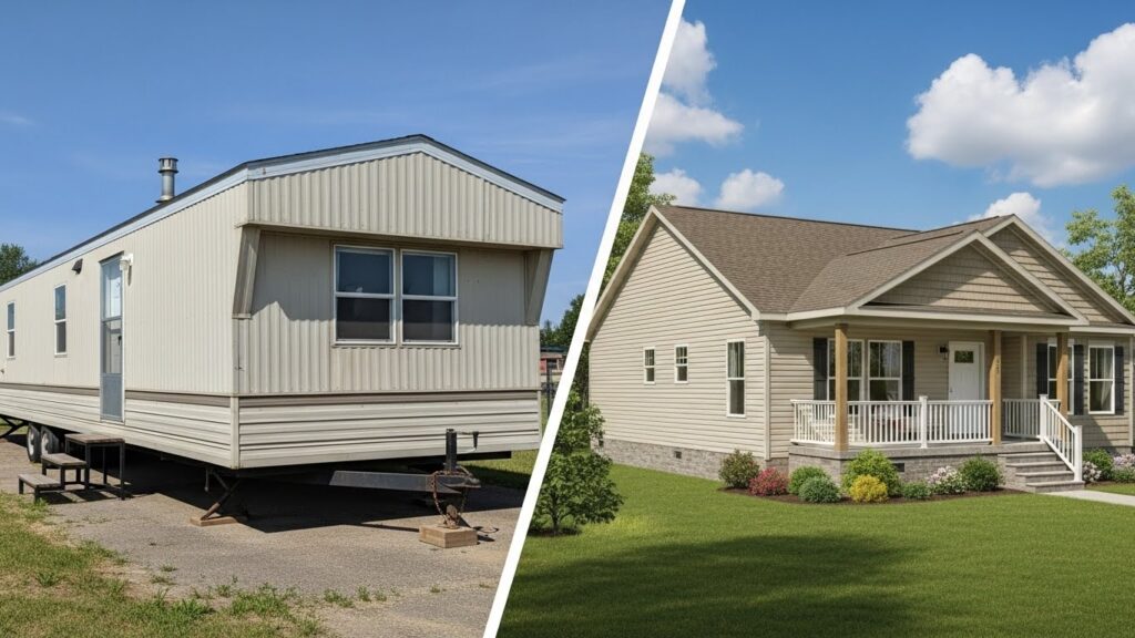 Side by side of a mobile home vs a modular home