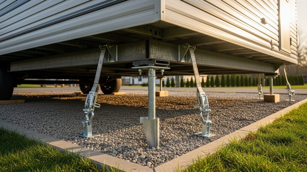 Example of tie-down anchors for mobile homes in Oklahoma